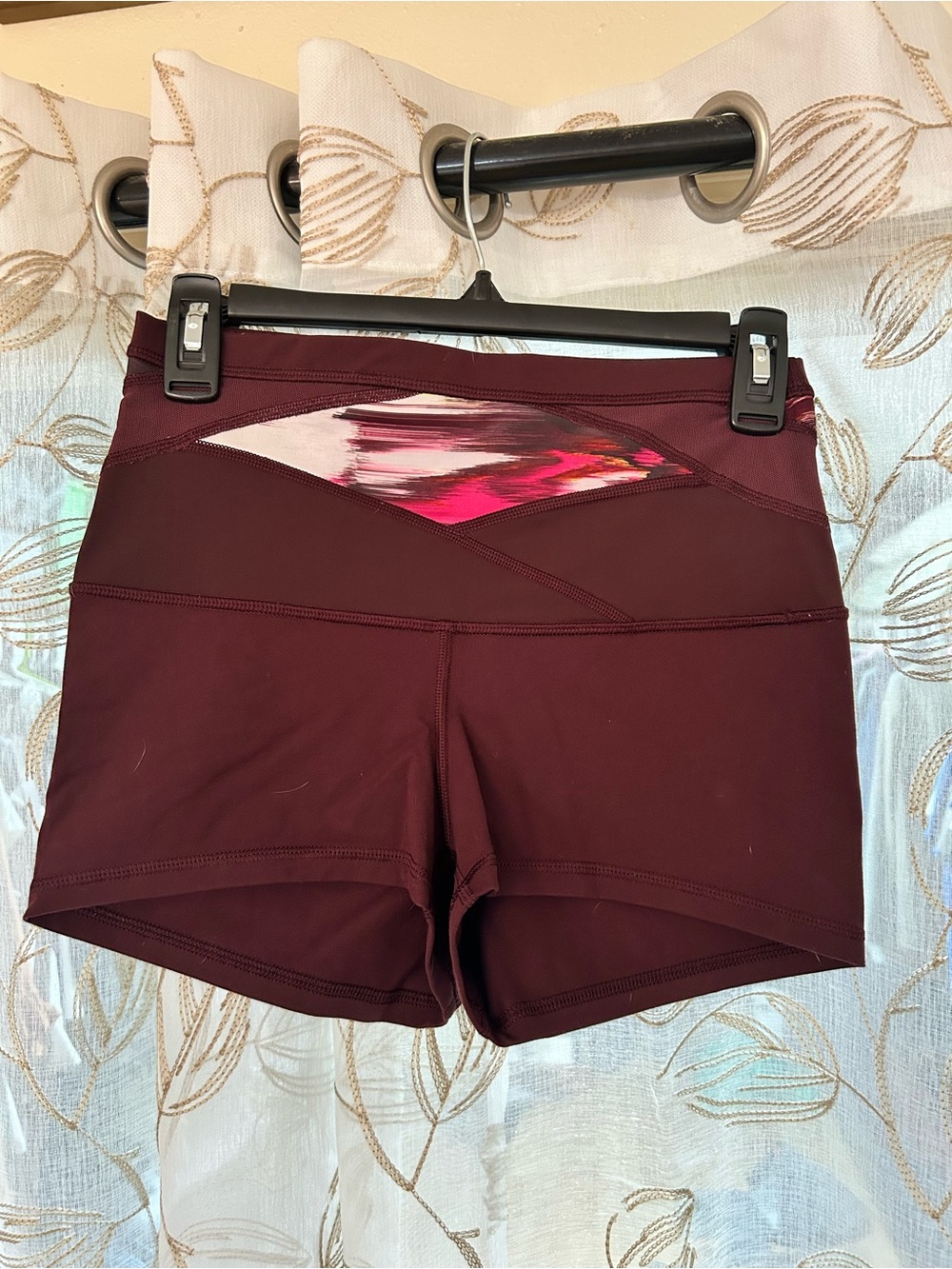 lululemon athletica Maroon Shorts with Pink Accent Panel